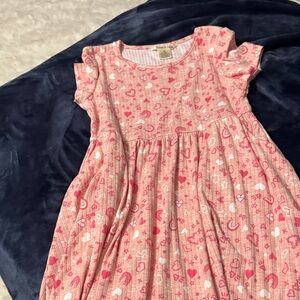 Pink Heart Pattern Kids Dress
